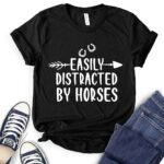 easly distracted by horses t shirt for women black