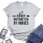 easly distracted by horses t shirt for women heather light grey