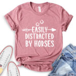 easly distracted by horses t shirt for women heather mauve