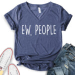 ew people t shirt v neck for women heather navy