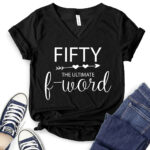 fifty the ultimate f word t shirt v neck for women black