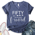 fifty the ultimate f word t shirt v neck for women heather navy