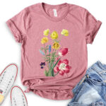 flower botanical t shirt for women heather mauve