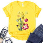 flower botanical t shirt for women yellow