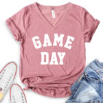 game day t shirt v neck for women heather mauve