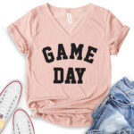 game day t shirt v neck for women heather peach