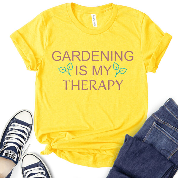 gardening is my therapy t shirt for women yellow