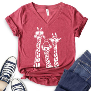 Giraffe T-Shirt V-Neck for Women