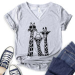 giraffe t shirt v neck for women heather light grey