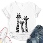 giraffe t shirt v neck for women white