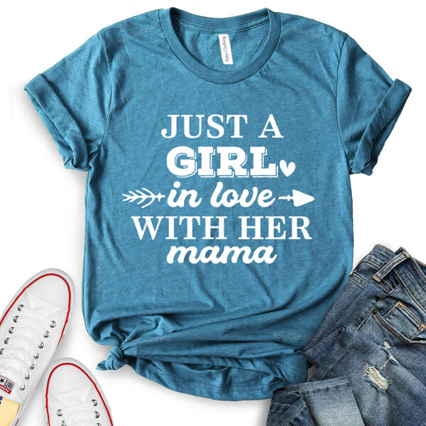 girl in love t shirt for women heather deep teal
