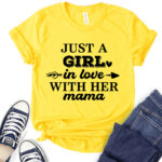 girl in love t shirt for women yellow
