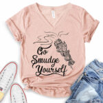 go smudge yourself t shirt v neck for women heather peach