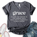 grace t shirt v neck for women heather dark grey