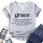 grace t shirt v neck for women heather light grey
