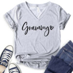 grammy t shirt v neck for women heather light grey