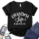grandma life is the best life t shirt v neck for women black