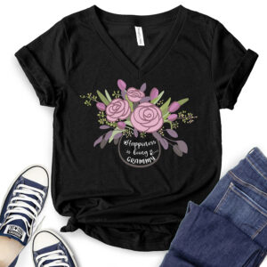 Happiness is Being A Grammy T-Shirt V-Neck for Women 2
