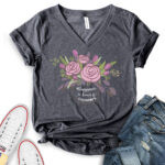 happiness is being a grammy t shirt v neck for women heather dark grey