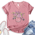 happiness is being a grammy t shirt v neck for women heather mauve