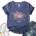 happiness is being a grammy t shirt v neck for women heather navy