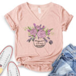 happiness is being a grammy t shirt v neck for women heather peach