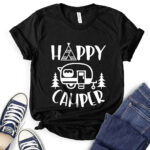 happy camper t shirt for women black