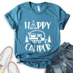 happy camper t shirt for women heather deep teal