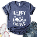 happy camper t shirt for women heather navy