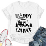 happy camper t shirt for women white