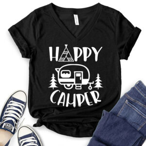 Happy Camper T-Shirt V-Neck for Women 2