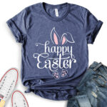 happy easter t shirt for women heather navy