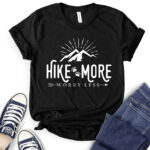 hike more worry less t shirt for women black