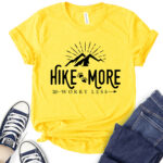 hike more worry less t shirt for women yellow