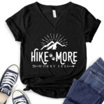 hike more worry less t shirt v neck for women black