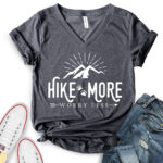 hike more worry less t shirt v neck for women heather dark grey