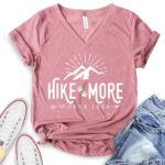 hike more worry less t shirt v neck for women heather mauve