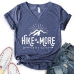 hike more worry less t shirt v neck for women heather navy