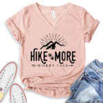hike more worry less t shirt v neck for women heather peach