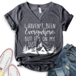 i havent been everywhere but its on my list t shirt v neck for women heather dark grey