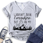 i havent been everywhere but its on my list t shirt v neck for women heather light grey