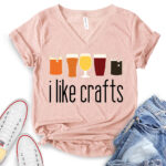 i like crafts t shirt v neck for women heather peach