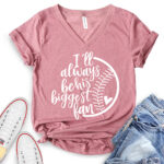 ill always be his biggest fan t shirt v neck for women heather mauve