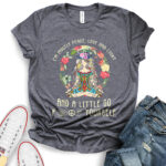 im mostly peace love and light t shirt for women heather dark grey