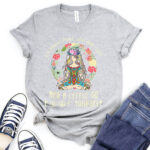 im mostly peace love and light t shirt for women heather light grey