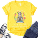 im mostly peace love and light t shirt for women yellow