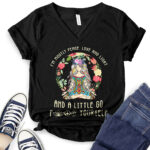 im mostly peace love and light t shirt v neck for women black