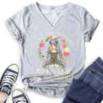 im mostly peace love and light t shirt v neck for women heather light grey