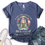 im mostly peace love and light t shirt v neck for women heather navy