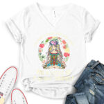 im mostly peace love and light t shirt v neck for women white